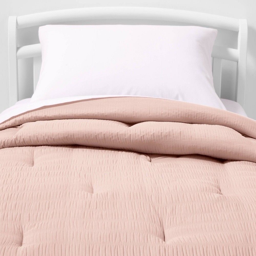Pillowfort Toddler Seersucker Comforter Pink Kids Bedding New